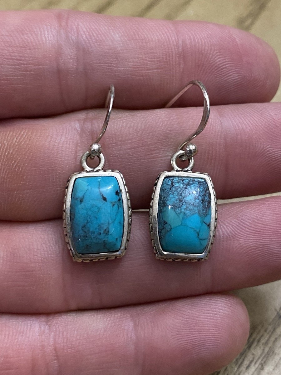 BARSE Turquoise Sterling Silver 925 Designer Signed Framed Drop