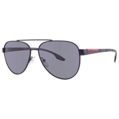 Prada Linea Rossa Polarized Grey Pilot Men's Sunglasses PS 54TS 1AB5Z1 58
