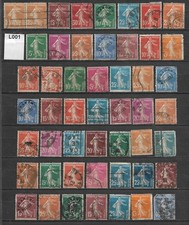 Lot 50 timbres Semeuse 1907 1921 1924 1926 1927 1932 1938 lot L001