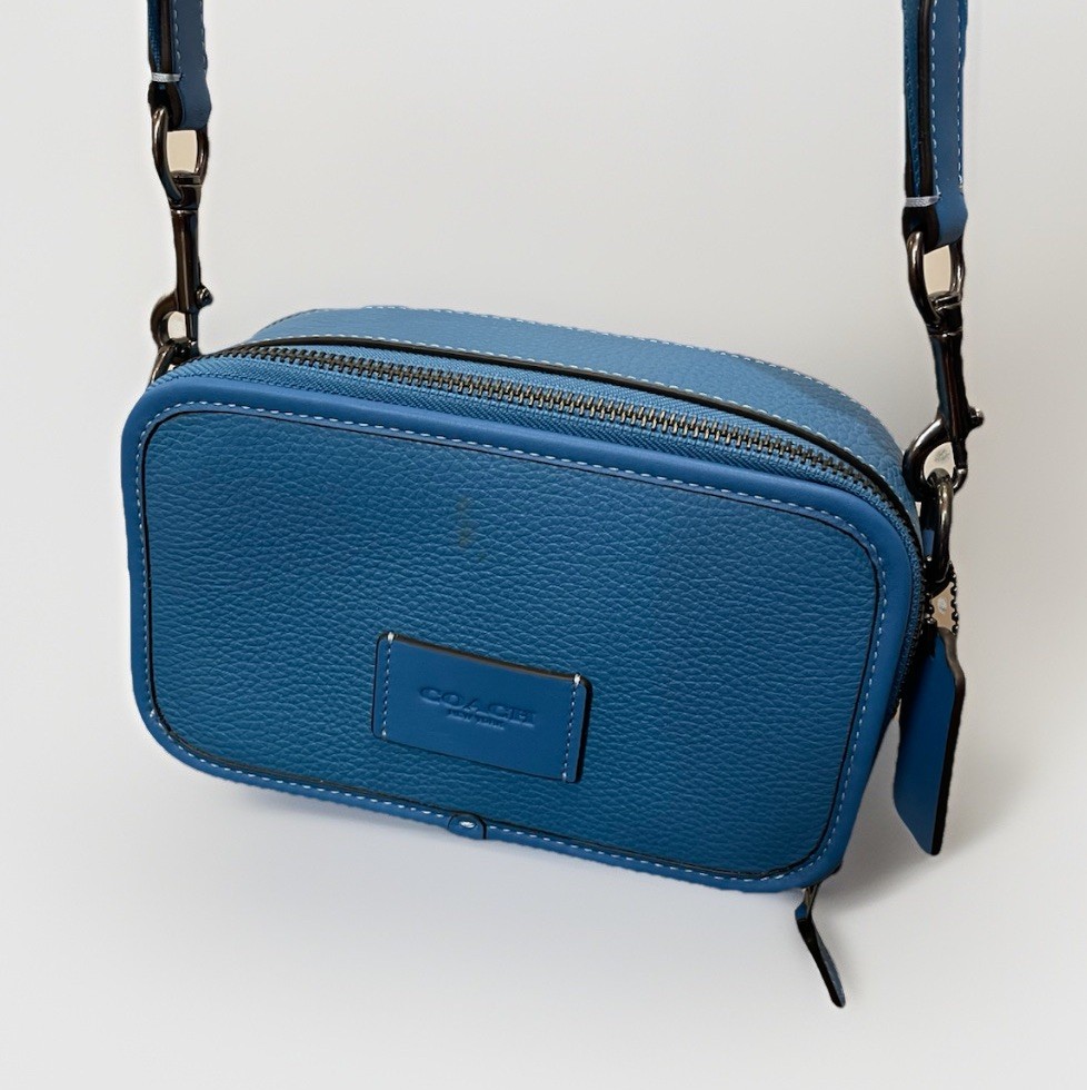 Coach Wyatt CB Leather Camera Crossbody Bag Blue CM113 Double Zip