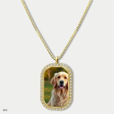 Gorgeous Cute Golden Retriever Dog Fashion Pendant Necklace Chain Image Dog Tag