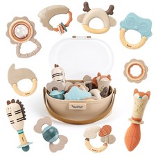 Baby Rattles Teethers Set Toys 0-6 Months, Teething 10 PCS, Neutral
