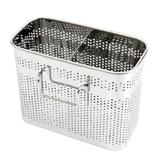 Kitchen Utensils Chopsticks Holder Drying Rack Basket with Hooks 2 Divided