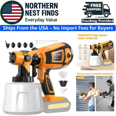 #ad Cordless 30000 RPM Paint Sprayer High Speed amp; Easy to Clean Gun for Furniture $30.99