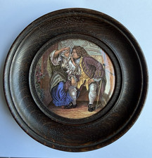 VINTAGE FRAMED PRATTWARE POT LID. UNCLE TOBY