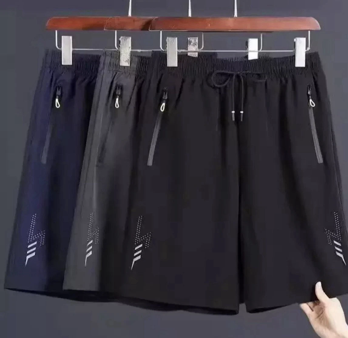 New 3pcs active men quick dry sports pockets shorts