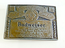 VINTAGE 1970S-ERA BUDWEISER BEER BRASS BELT BUCKLE ANHEUSER-BUSCH A-168