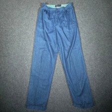 Vintage Ralph Lauren Women's Pleated Denim Trousers Size 10 High Rise USA Made