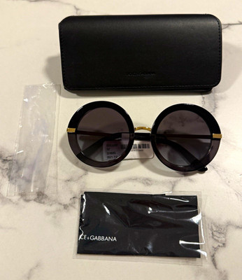 Dolce&Gabbana DG 4393 Damen Sonnenbrille rund schwarz/grau getönt 140