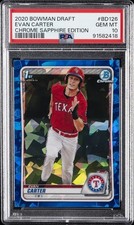 2020 BOWMAN DRAFT CHROME SAPPHIRE ED #BD126 EVAN CARTER PSA 10