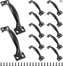 12 PCS Gate Handle Pulls, 5" Pulls in Black, Pull Handle with Screws for Outd