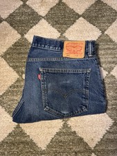 Levi's 505 Men's Blue Denim Regular Fit Straight Leg Jeans - Size 36x32