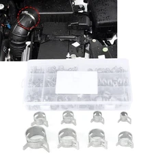 160Pcs Hose Clamps Silver 304 Stainless Steel Spring Clip