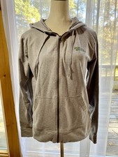 Patagonia W's Organic Cotton Full-Zip Hoodie Gray With Green Logo Sz Medium