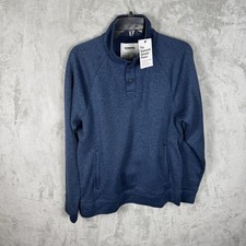 Sonoma Sweater Mens Medium Blue Heather Supersoft Fleece 1/3 Snap Pullover NWT