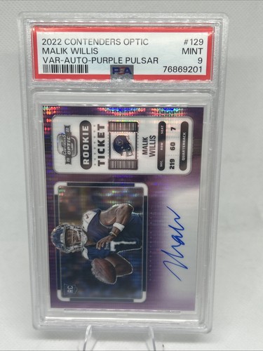 2022 Malik Willis Rookie Auto Contenders Optic Purple Pulsar /21 PSA 9 #129 RC