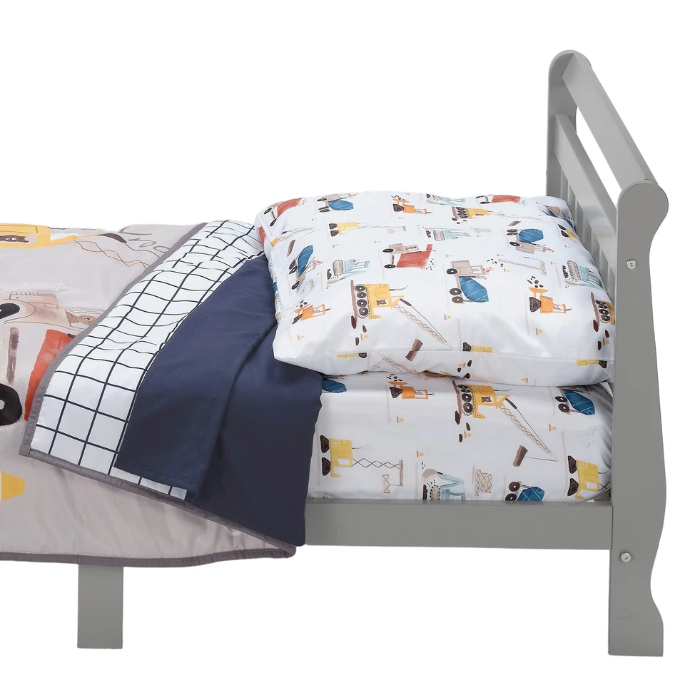Juego de ropa de cama para niños pequeños Bedtime Originals 4 piezas zona de construcción gris/azul marino/blanco Foto 4 de 4