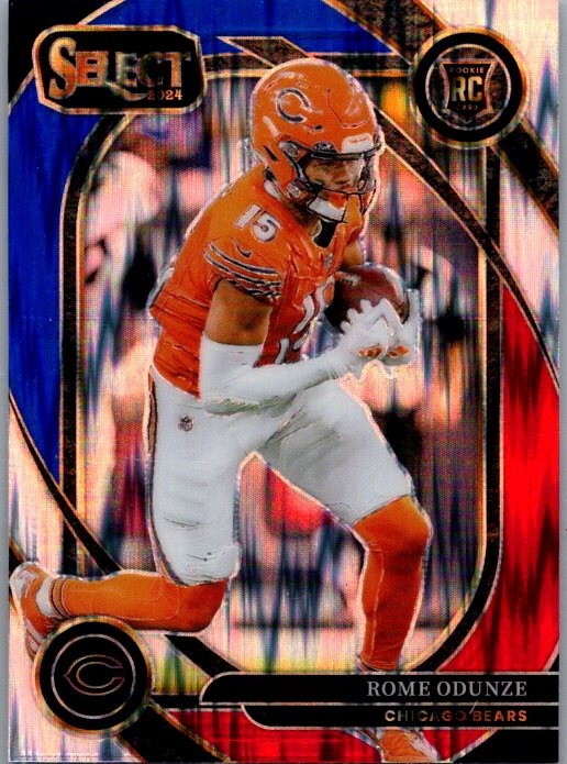 2024 Panini Select #236 Rome Odunze Red & Blue Prizm Shock