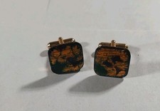 Men's Fashion Costume Jewelry Cuff Links Set Marbled Square Retro Design