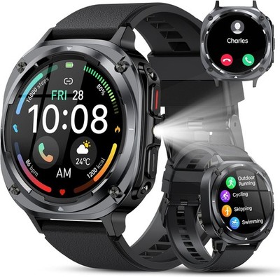 Smartwatch Herren, 1,45 Zoll AMOLED mit Bluetooth Anruffunktion