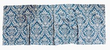 Waverly Cafe Curtains 2 Panels Donnington Blue Damask Fabric Box Pleat Cotton