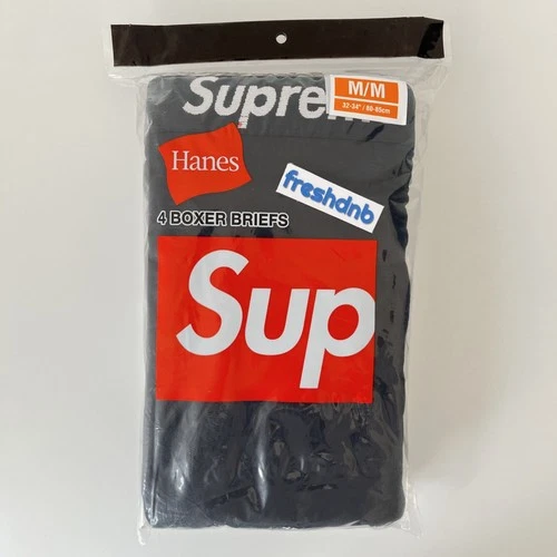 Supreme Hanes Boxer Briefs - Black - Medium - Pack of 4 - 100% Genuine Authentic