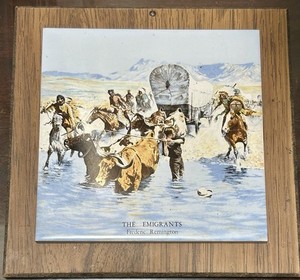 Frederic Remington The Emigrants Framed Tile 1904 Cowboys & Indians Western Art