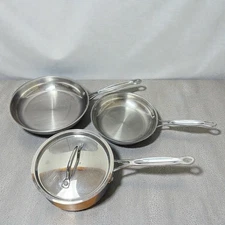 Cuisinart 2qt Saucepan 8" & 10"skillets Stainless Steel Cookware Multiclad & lid