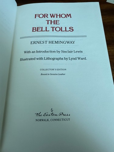Für wen die Glocke tolls von Ernest Hemingway (Easton Press ledergebunden) *LESEN* - Bild 3 von 8