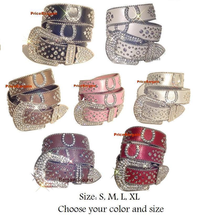 New Cowgirl Western Rhinestone Horseshoe Leather Snap On 