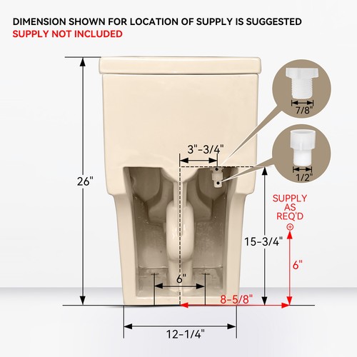 One Piece Toilet, Modern, ADA Toilet,Elongated Dual Flush 0.8/1.28 gpf,in Bisque - Picture 7 of 9