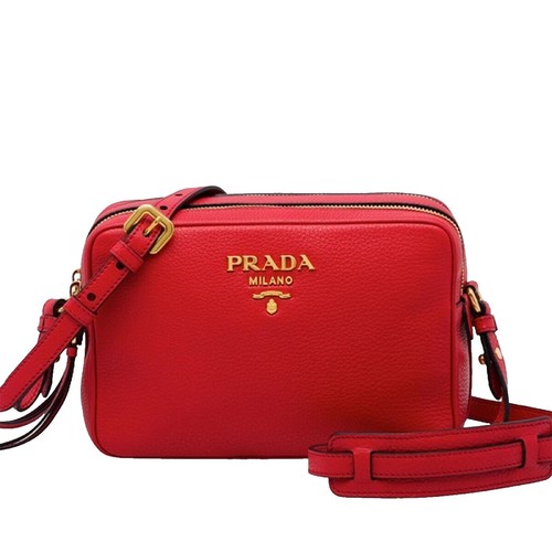 PRADA Archive Mini Bowling Boston Handbag Red Leather Used Made in