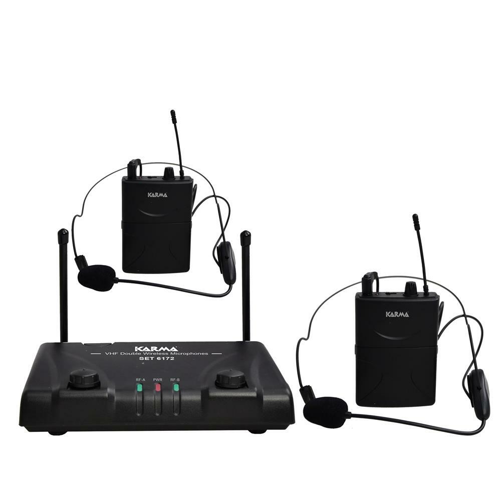 Karma SET6172LAV-B Radiomicrofono Doppio Archetto per Fitness e Palestra