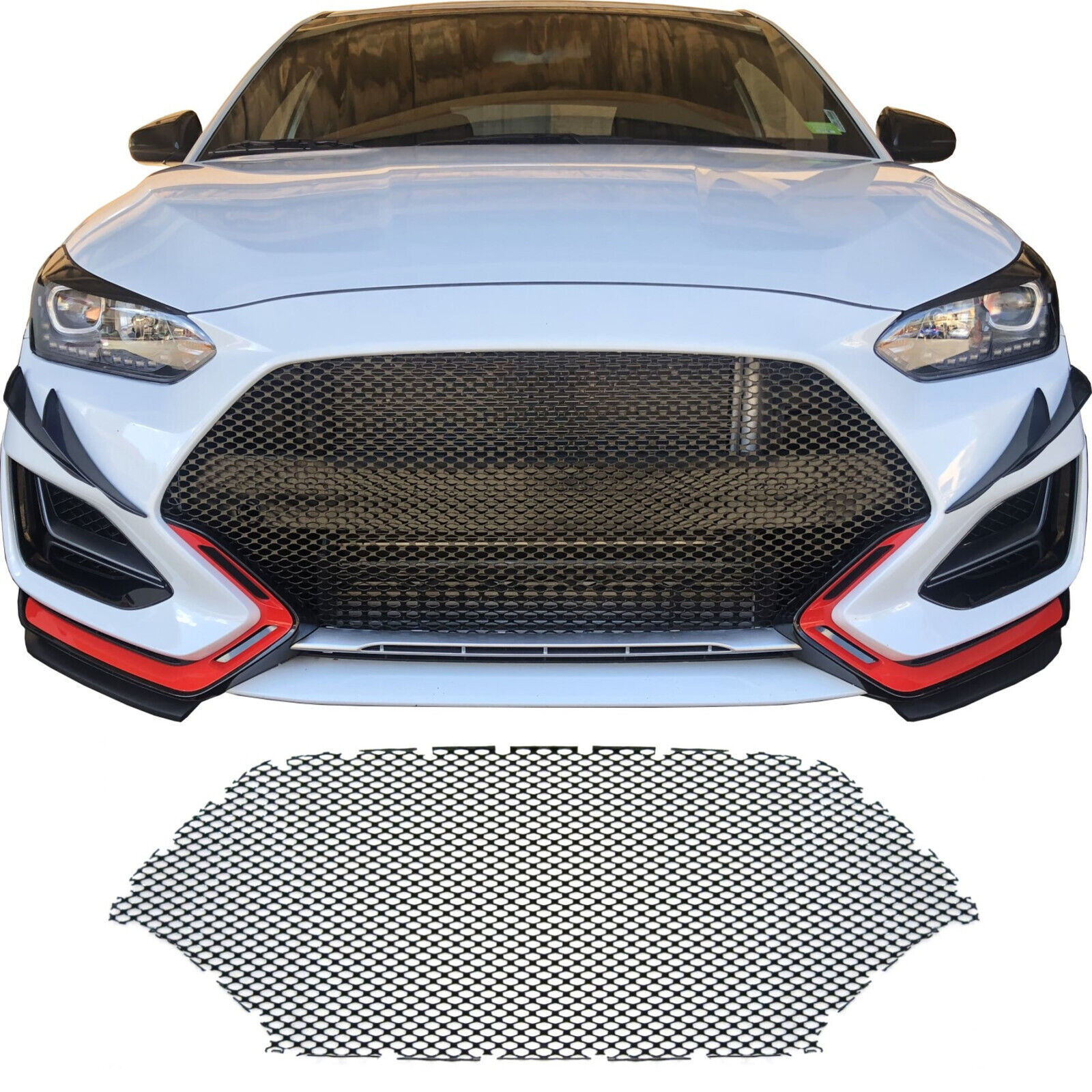 CCG GLOSS BLACK PRECUT MESH GRILL INSERT FOR A 2019-22 HYUNDAI VELOSTER N  GRILLE