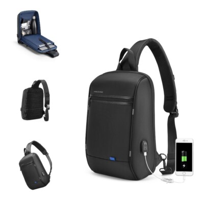 13,3'' Sling Backpack Rucksack Schulter Brusttasche Wasserdicht TSA-Schloss USB Anschluss