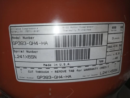 TRANE GP393-GH4-HA R-22 MOTOR COMPRESSOR 380/415V 460V 50/60Hz 3PH (NEW OPEN BOX