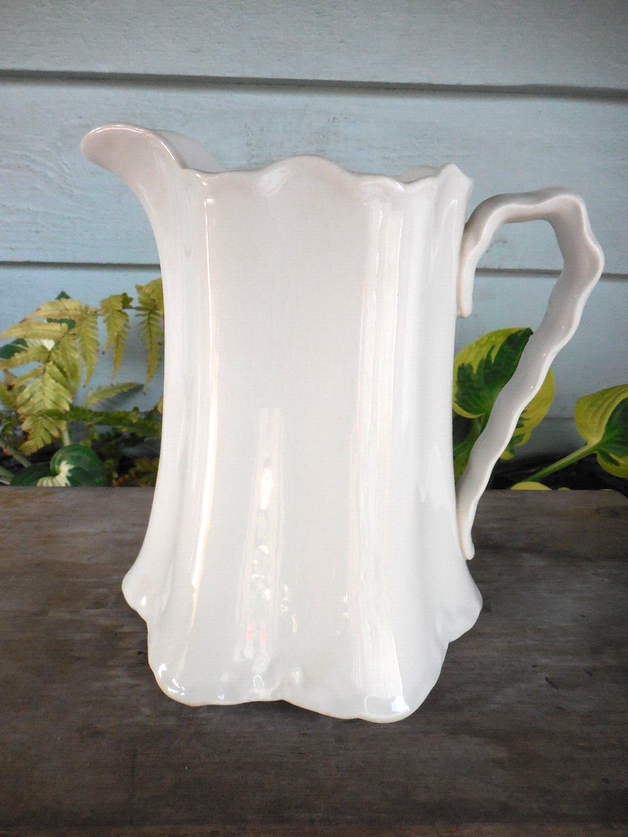 Antique W. S. George China Radisson White Milk Pitcher Scalloped