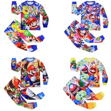 Super Mario/Bros Kids Pyjamas Sleepwear Pajamas Matching Suit 4-9Y