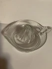 Vintage Anchor Hocking Clear Ribbed 6" Glass Juicer Reamer Loop Handle Footed