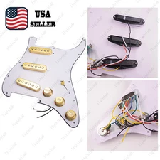 Prewired-Loaded SSS Pickguard Ceramic Pickups For Strat White(3 Ply)&Gold