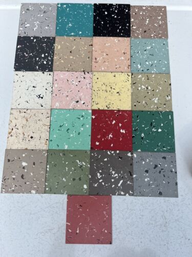 Kentile terrazzo Mosaic Solid Vinyl 21 Tiles Small Box Salesman Samples vintage - Picture 1 of 16