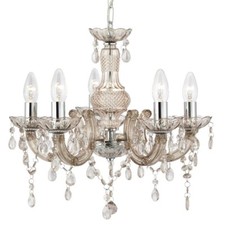Mink & Chrome 5 Lamp Traditional Chandelier Pendant Ceiling Light 480mm