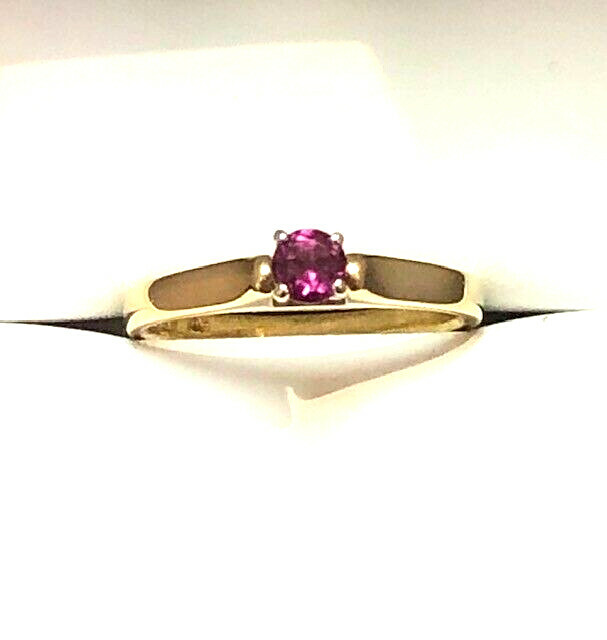 SOLID GOLD GORGEOUS PINK STONE SOLITAIRE RING SOL… - image 1