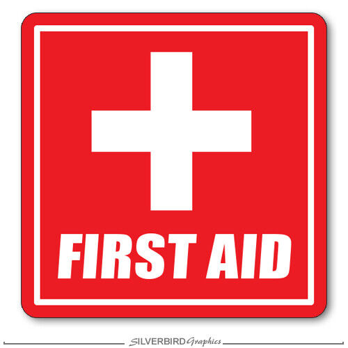 First Aid Sticker Vinyl Decal Medical Safety Kit Van vehicle - Multiple Sizes - Foto 1 di 1