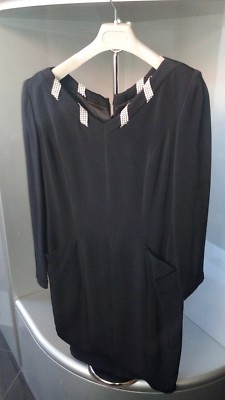 Black dress with rhinestone/dress woman/women dress size 48 or 50