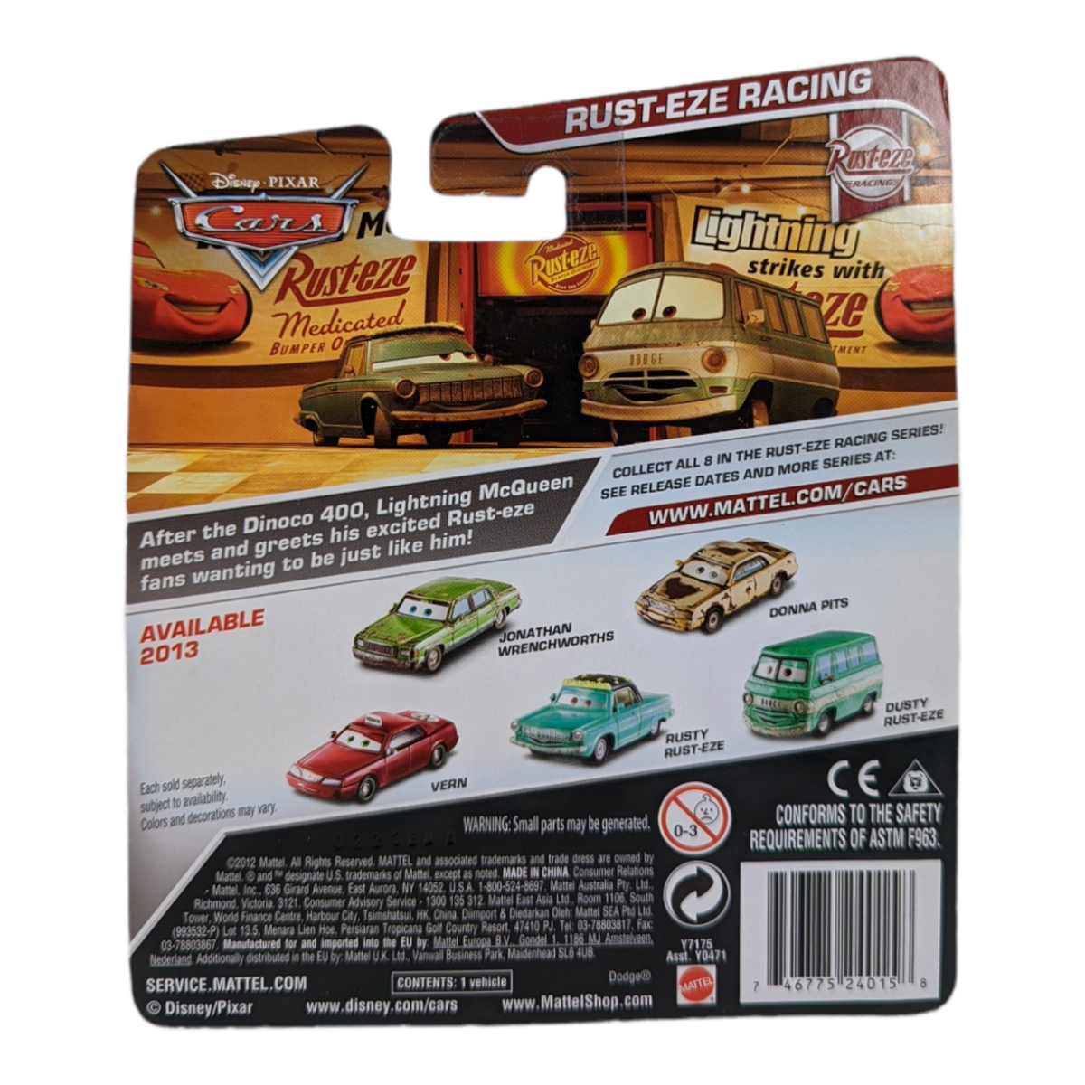CARS Disney Pixar RUSTY RUST-EZE RACING - New Sealed - CARS