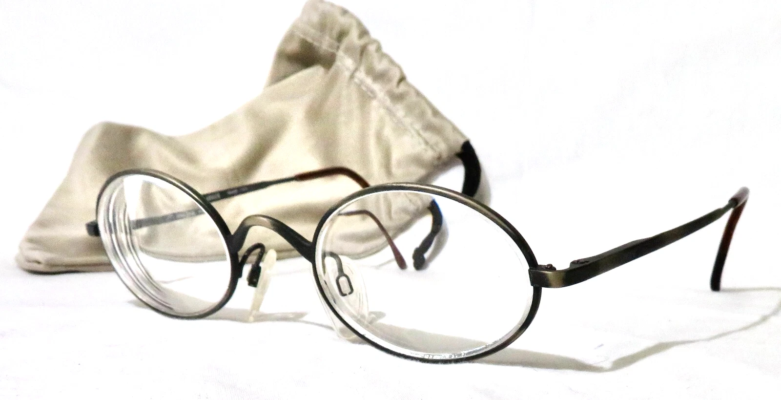 Giorgio Armani, Italy 122 eyeglass frame 49 23 140 Brushed Pewter Metal eyewear