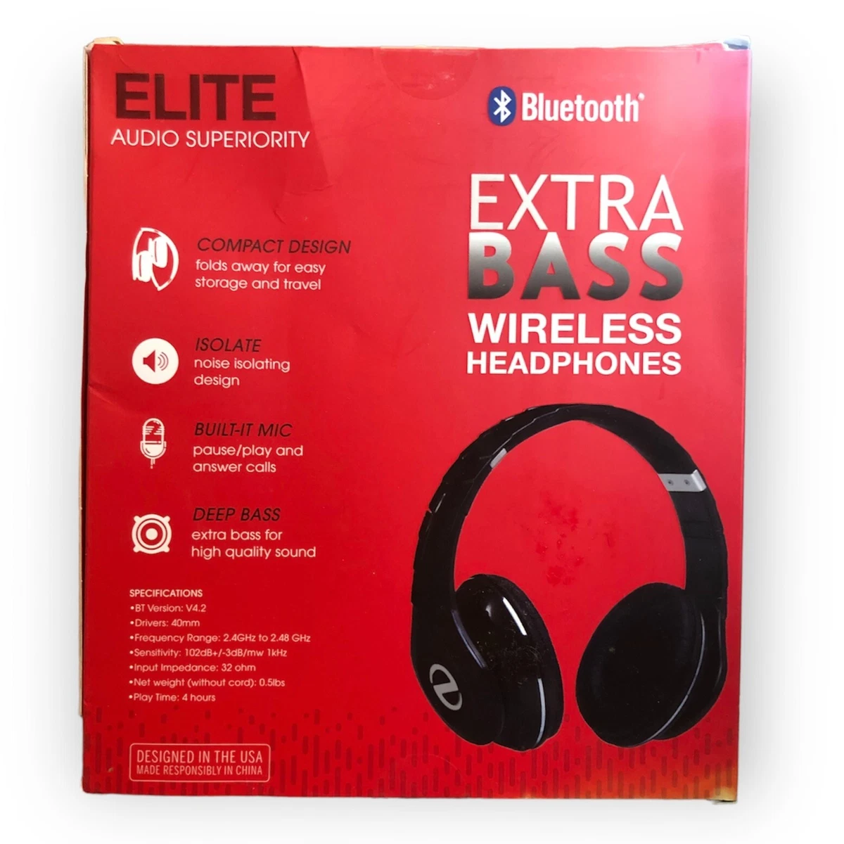 NEW iHip Elite Wireless Bluetooth Headphones Built in Microphone