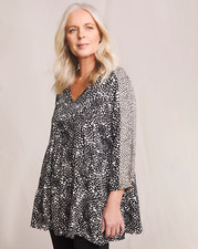 JULIPA Mixed Print Tiered Blouse, Size UK16