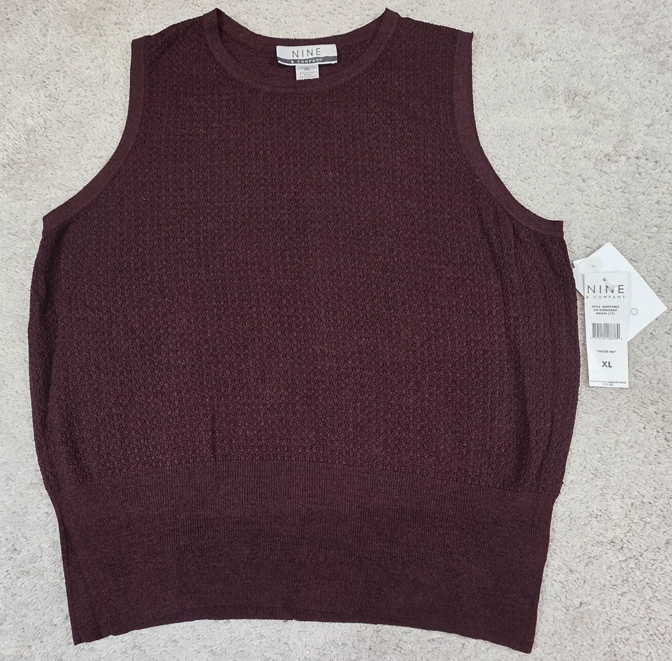 NINE & COMPANY Mujer Pullover Suéter Chaleco Borgoña X-Grande NUEVO Foto 2 de 4